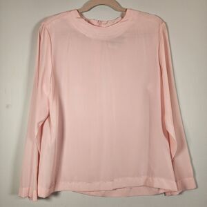 Castleberry Vintage Blush Pink Long Sleeve Blouse Size 8 ILGWU Union Made USA